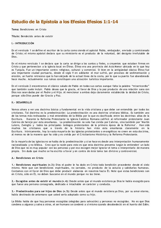Estudio De La Epistola A Los Efesios Efesios 1 Estudio De La Epistola A Los Efesios Efesios 1