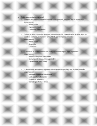 Estudio de los textos