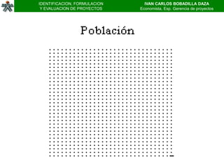 IDENTIFICACION, FORMULACION     IVAN CARLOS BOBADILLA DAZA
 Y EVALUACION DE PROYECTOS    Economista, Esp. Gerencia de proyectos
 