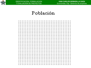 IDENTIFICACION, FORMULACION     IVAN CARLOS BOBADILLA DAZA
 Y EVALUACION DE PROYECTOS    Economista, Esp. Gerencia de proyectos
 