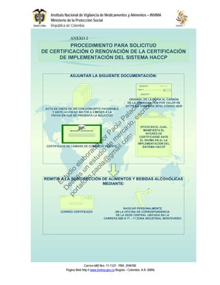 Instituto Nacional de Vigilancia de Medicamentos y Alimentos – INVIMA
Ministerio de la Protección Social
República de Colombia
Carrera 68D Nro. 17-11/21 PBX: 2948700
Página Web http:// www.invima.gov.co Bogotá – Colombia A.A. 20896 
ANEXO 2
Estudio
elaborado
porPaola
Palacios
D
eseas
un
estudio
de
m
ercado,escribe
a:
portafolio.paola@
gm
ail.com
 