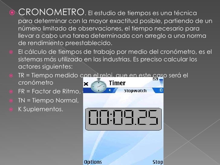 Estudio de tiempos con cronometro