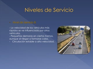 - La velocidad de los vehículos más
rápidos se ve influenciada por otros
vehículos.
- Pequeñas demoras en ciertos tramos,
aunque sin llegar a formarse colas.
- Circulación estable a alta velocidad.
 