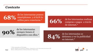 PwC
67%
21%
9% 3% Telcel
Telefónica
Iusacell
Nextel
Operadores Móviles
Virtuales (OMVs)**
Los Operadores Móviles Virtuales comienzan a
operar en México en 2014*
0.14%
**Virgin Mobile (0.12%) y Maz Tiempo (0.02%)
Fuente: Instituto Federal de Telecomunicaciones, IFT. 22
 