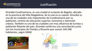 Justificación
Girardot-Cundinamarca, es una ciudad al suroeste de Bogotá, ubicado
en la provincia del Alto Magdalena, de l...