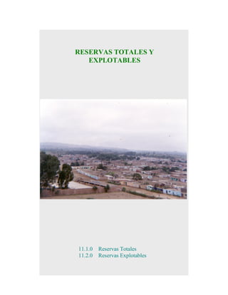 RESERVAS TOTALES Y
EXPLOTABLES

11.1.0
11.2.0

Reservas Totales
Reservas Explotables

 
