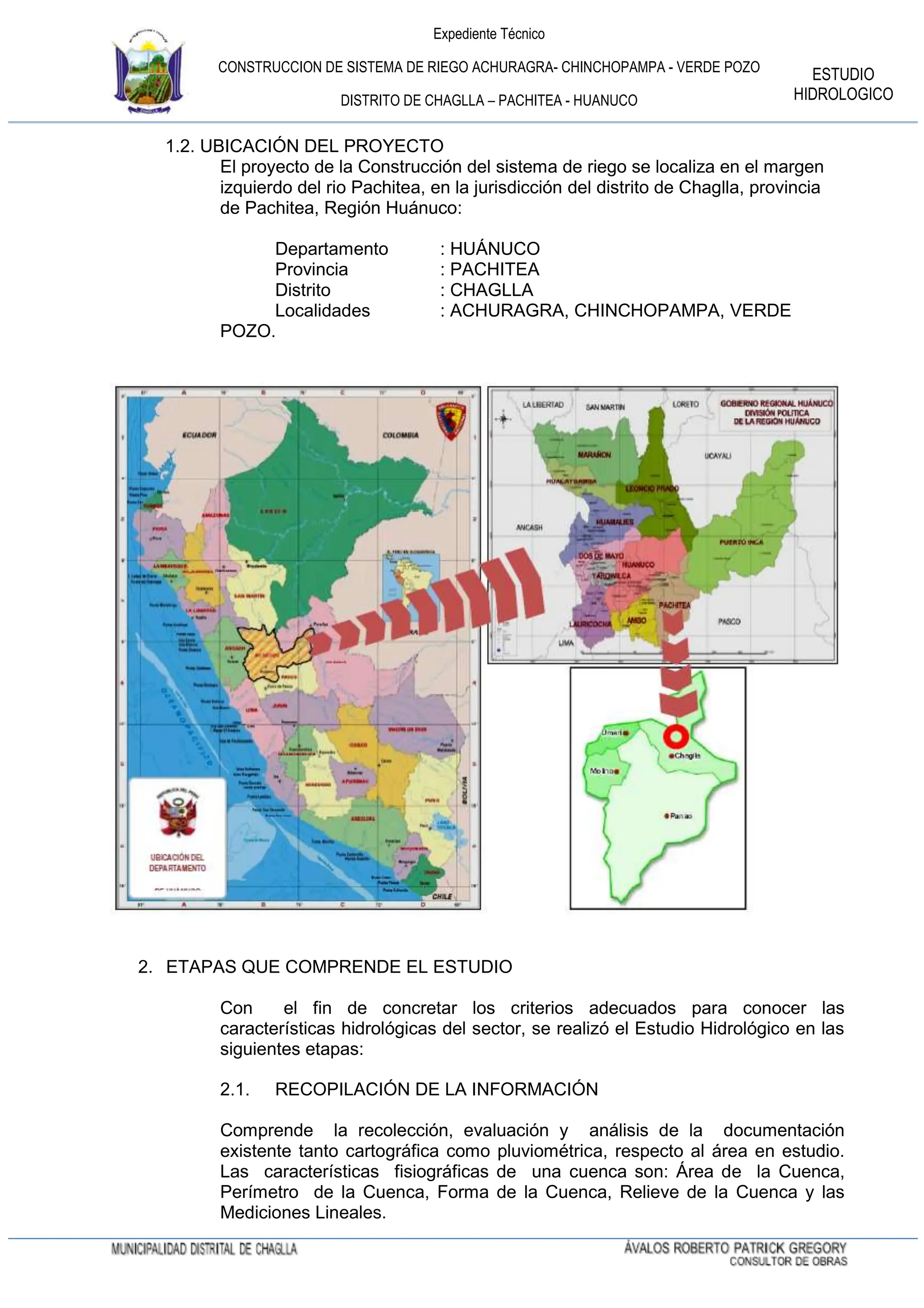 ESTUDIO HIDROLOGICO PARTE I PARA EL CANAL DE IRRIGACION DEL DISTRITO DE