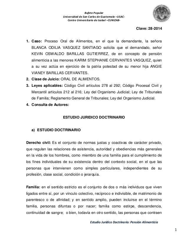 Estudio jurídico doctrinario pension alimenticia
