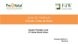 GUIA DE TRABAJO
Estudio Línea de Base
Equipo Prenatal Local
PI-Norte World Vision
Rossely Medina C.
Monitora
 