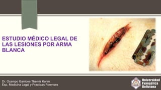 ESTUDIO MÉDICO LEGAL DE
LAS LESIONES POR ARMA
BLANCA
Dr. Ocampo Gamboa Themis Karim
Esp. Medicina Legal y Practicas Forenses
 