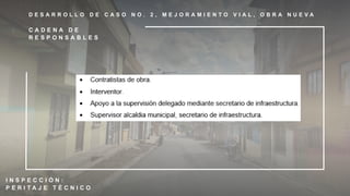 D E S A R R O L L O D E C A S O N O . 2 , M E J O R A M I E N T O V I A L , O B R A N U E V A
I N S P E C C I Ó N :
P E R I T A J E T É C N I C O
C A D E N A D E
R E S P O N S A B L E S
 