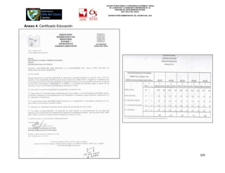 ESTUDIO TÉCNICO SOBRE LA CONVENIENCIA ECONÓMICA Y SOCIAL
                                    DE LA INICIATIVA Y LA VIABILIDAD O INIVIABILIDAD DE LA
                                           CREACIÓN DEL NUEVO MUNICIPIO DE ROZO
                                                   EN EL VALLE DEL CAUCA

                                  CONTRATO INTER-ADMINISTRATIVO DEL 3 DE MAYO DEL 2010




Anexo 4. Certificado Educación




                                                                                             329
 