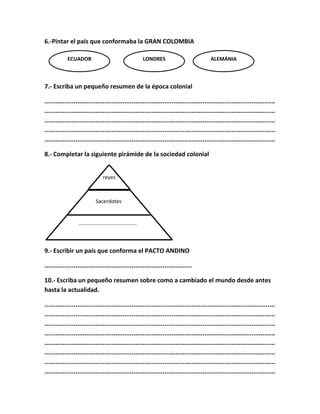 PRUEBAS DE DIAGNOSTICO DE ESTUDIOS SOCIALES