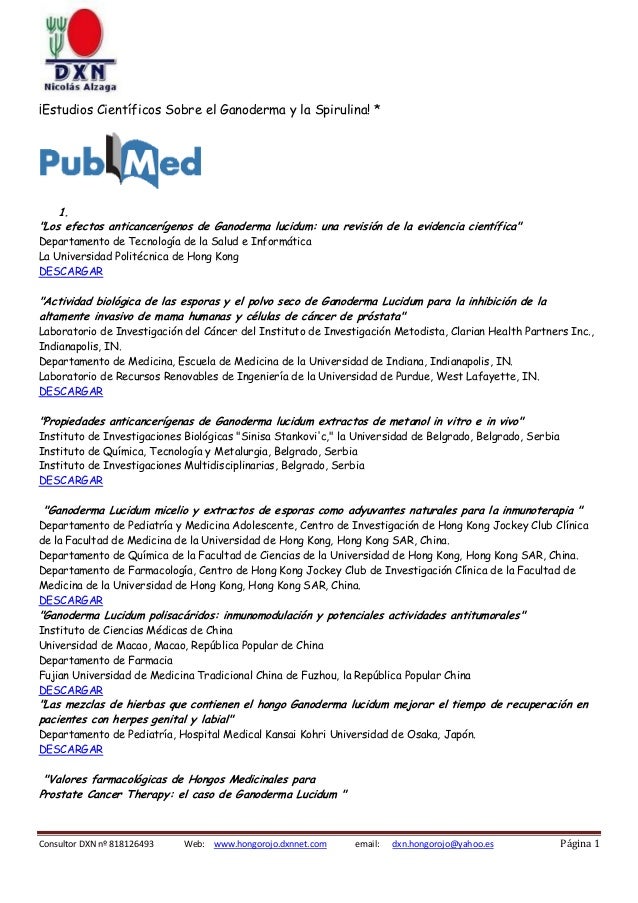 Estudios científicos sobre el Ganoderma (Reishi) y la Estudios científicos sobre el Ganoderma (Reishi) y la