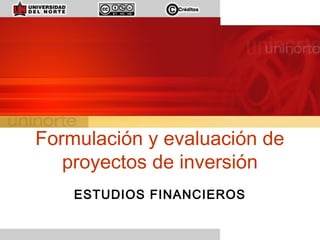ESTUDIOS FINANCIEROS
Formulación y evaluación de
proyectos de inversión
 