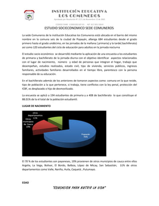 Estudio socieconomico sede comuneros