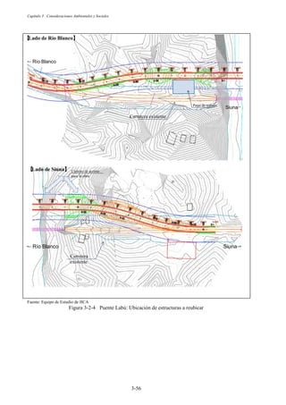 Capítulo 3 Consideraciones Ambientales y Sociales
3-56
Fuente: Equipo de Estudio de JICA
Figura 3-2-4 Puente Labú: Ubicación de estructuras a reubicar
Camino de acceso
para la obra
ֆ Río Blanco㻌
Siuna䋩㻌
Carretera existente
࠙
Lado de Río Blancoࠚ
C
࠙
Lado de Siunaࠚ
Carretera
existente
ֆ Río Blanco Siuna֊
Patio de trabajo
 