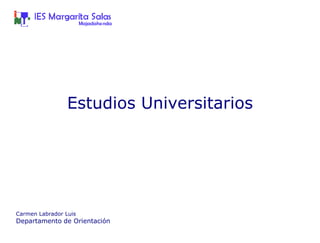 Estudios Universitarios




Carmen Labrador Luis
Departamento de Orientación
 