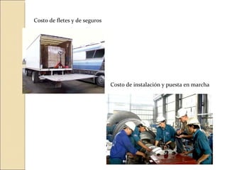Costo de fletes y de seguros Costo de instalación y puesta en marcha 