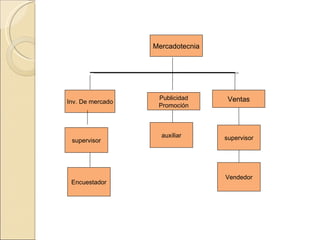 Publicidad Promoción Mercadotecnia Encuestador supervisor Inv. De mercado auxiliar Ventas supervisor Vendedor 