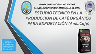 UNIVERSIDAD NACIONAL DEL CALLAO
FACULTAD DE INGENIERIA AMBIENTALY DE RRNN
CURSO:
Formulación
de Proyectos
Ambientales
 