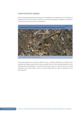 CARACTERITZACIÓ GENERAL

                         El Parc Empresarial d’Activitats Aerospacials i de la Mobilitat té una superfície de 51,8 hectàrees, el
                         representa el 29,3% del sòl actual i previst per a activitats econòmiques a Viladecans. Actualment,
                         s’ha executat una primera fase de la urbanització.


                                                                                                                    Figura 133
                            Ortofotomapa del Parc Empresarial d’Activitats Aerospacials i de la Mobilitat




                           Font: UPIC (2008) Mapa d’Àrees Industrials de Catalunya




                         El Parc està projectat com a espai de treball i de vida, un ambient sostenible que combina la mÉs
                         avançada tecnologia productiva amb una gran qualitat de vida, on les empreses disposaran de les
                         infraestructures tecnològiques i els serveis més avançats; des d’un túnel de vent per a assaig
                         aerodinàmic fins a llars d’infants, i des d’un centre d’excel·lència en avions no tripulats fins a un
                         circuit esportiu.




144   INFRAESTRUCTURES   ESTAT DE LA SITUACIÓ I POTENCIALITATS DELS POLÍGONS INDUSTRIALS DE L’ÀMBIT DE L’ANTENA LOCAL VILADECANS
 