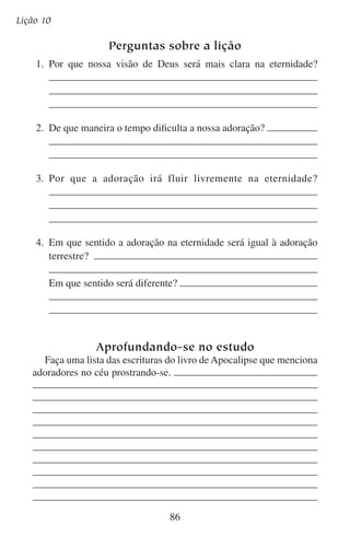 O senhor Fortunas
aprende a inclinar-se
Uma alegoria
Fortunas era servo do rei. Todos os dias cuidava das ovelhas do rei
numa montanha alta. Já que cuidar as ovelhas do rei não era um trabalho
tão esgotador para o corpo e a mente de Fortunas, ele passava muito
tempo pensando em outras coisas além das ovelhas. Gostava demais
de pensar em outros lugares que não fossem a humilde montanha.
Gostava de pensar em ser algo mais do que um simples servo.
Fortunas tentou pensar em alguma razão para pedir audiência com o
rei. Que problemas com as ovelhas eram tão sérios para merecerem sua
presença no palácio? Que barulhos ele teria escutado que parecessem
uma invasão do inimigo?
Um dia, Fortunas pensou que tinha encontrado uma boa razão para
aparecer no palácio do rei. Ele reuniu a todos os seus ajudantes. Estes
se encostaram na cerca do curral enquanto ele, com muito cuidado,
lhes explicava o que teria que fazer.
— Como vocês sem dúvida sabem — começou —, o rei tem muitas
ovelhas aqui na montanha. Eu sou responsável por todas elas. Esta grande
responsabilidade inclui muitas outras responsabilidades. E por estas grandes responsabilidades é necessário que eu compareça perante o rei.
Fortunas fez uma pausa. Seus ajudantes deram um suspiro de
admiração. Nenhum deles jamais tinha visto o rei nem tinha entrado
em seu palácio. Todos eles eram camponeses que nunca tinham saído
para além do povoado vizinho do vale.
— Agora olhem rapazes — Fortunas esticou sua pequena estatura
ao máximo—, enquanto eu estiver ausente, vocês têm que se comportar direito. Cuidem das ovelhas. Não se metam em travessuras nem
subam aos penhascos. Mesmo que eu não esteja aqui, ainda assim
sou responsável. Se vocês fizerem um bom trabalho, algum dia talvez
poderão também ver o rei e seu palácio.
Sem olhar para trás um momento, Fortunas deixou seu posto
na montanha. Ele se gabou para sua esposa dizendo que tinha uma
reunião com o rei e pediu a ela que lhe passasse suas melhores rou87

 