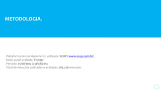 Em 2014, o Scup, em parceria com a Thinking
Insight, desenvolveu um dos primeiros relatórios
de monitoramento de mídias sociais com foco
em território ao invés de marcas.
Clique na imagem para ler a versão completa.
 