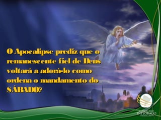 O Apocalipse prediz que o
remanescente fiel de Deus
voltará a adorá-lo como
ordena o mandamento do
SÁBADO?
 