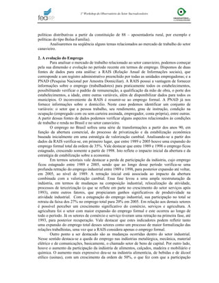 Mercado de Trabalho da Cana-De-Açúcar