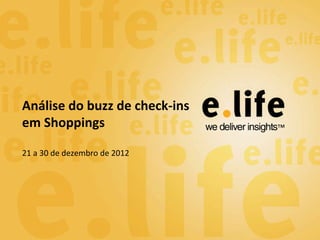Análise	
  do	
  buzz	
  de	
  check-­‐ins	
  
em	
  Shoppings	
  	
  
	
  
21	
  a	
  30	
  de	
  dezembro	
  de	
  2012	
  
 