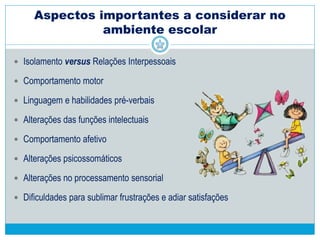 Técnicas/ Instrumentos/ Estratégias
 Reagrupamento
 Reestruturação
 “Remoção anti-séptica”
 Permissão versus Proibição autoritária
 Oferecer modelos
 Atividades lúdicas
 