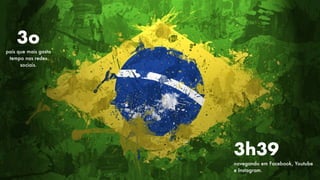 3o
país que mais gasta
tempo nas redes
sociais.
3h39
navegando em Facebook, Youtube
e Instagram.
 