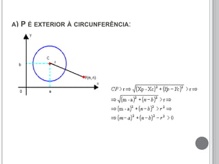 A) P É EXTERIOR À CIRCUNFERÊNCIA:
 