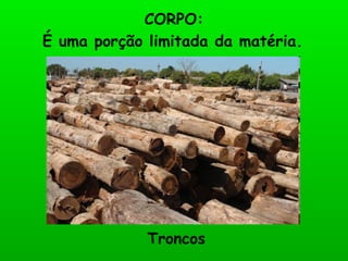 É uma porção limitada da matéria. CORPO: Troncos 