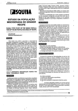 Estudo da população miscigenada do grande Recife/PE - Revista Sopeo v.4 1998.