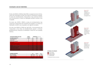 114
Dedia,das8h00às12h00[verfig.D158],osprogramasdeescritórios,
centro de convenções do hotel, tem baixa ou inexistente ocupação.
As áreas de entretenimento, restaurantes e loja comercial iniciam
seu funcionamento. O hotel e as habitações também mantêm a sua
ocupação.
De tarde, das 12h00 à 18h00, as áreas de entretenimento, loja
comercial e restaurantes tem aumento de ocupação. Já o hotel e as
habitações mantêm suas ocupações com algumas variações.
De noite, das 18h00 às 24h00 [ver fig.D159], o funcionamento dos
restaurantes e das áreas de entretenimento passam a diminuir
gradativamente, enquanto as habitações e hotel tem sua ocupação
máxima.
OCUPAÇÃO E USO DO TERRITÓRIO
|figura D157|
diagrama de
ocupações e uso
da edificação de
fim de semana
madrugada 0 a 6hs
|figura D158|
diagrama de
ocupações e uso
da edificação de
fim de semana
manhã e tarde 6
a 18hs
|figura D159|
diagrama de
ocupações e uso
da edificação de
fim de semana
noite 18 a 24hs
 