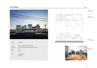 LISTA DE OBRAS
59
|figura C012|
fachada frontal
|figura C013|
planta do térreo
|figura C014|
corte longitudinal
|figura C015|
vista cobertura
OBRA	BILLBOARD
LOCAL 	 SUZUKA, MIE PREFECTURE, JAPAN
PROJETO 	 +S/SHINTARO MATSUSHITA+TAKASHI SUZUKI
ANO 	 2014
ÁREA 	 442 m2
USOS	HABITACIONAL
	 COMERCIAL
escala P
 
