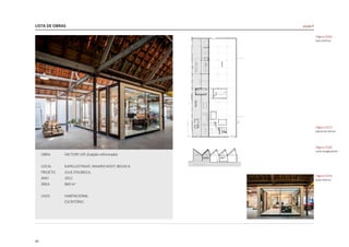 LISTA DE OBRAS
60
OBRA	 FACTORY LIFE (Galpão reformado)
LOCAL	 KAPELLESTRAAT, WAARSCHOOT, BELGICA
PROJETO 	 JULIE D’AUBIOUL
ANO 	 2012
ÁREA 	 860 m2
USOS	HABITACIONAL
	ESCRITÓRIO
|figura C016|
vista interna
|figura C017|
planta do térreo
|figura C018|
corte longitudinal
|figura C019|
vista interna
escala P
 