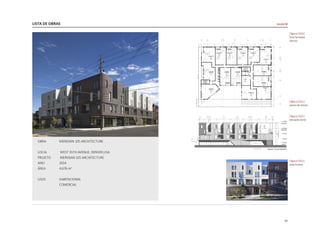 LISTA DE OBRAS
61
OBRA 	 MERIDIAN 105 ARCHITECTURE
LOCAL 	 WEST 35TH AVENUE, DENVER,USA
PROJETO	 MERIDIAN 105 ARCHITECTURE
ANO	2014
ÁREA 	 4.676 m2
USOS	HABITACIONAL
	 COMERCIAL
|figura C020|
vista fachadas
laterais
|figura C021|
planta do térreo
|figura C022|
elevação oeste
|figura C023|
vista frontal
escala M
 
