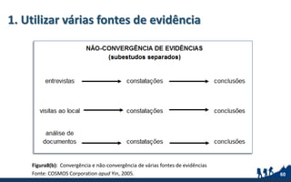 1. Utilizar várias fontes de evidência
Figura8(b): Convergência e não-convergência de várias fontes de evidências
Fonte: COSMOS Corporation apud Yin, 2005. 60
 