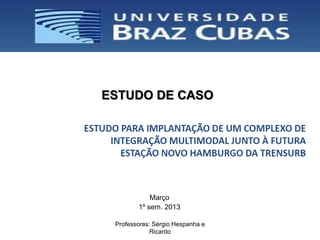 ESTUDO DE CASO




            Março
        1º sem. 2013

 Professores: Sérgio Hespanha e
            Ricardo
 