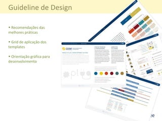 Guideline de Design Recomendaç ões das melhores práticas Grid de aplicação dos templates Orientação gráfica para desenvolvimento 