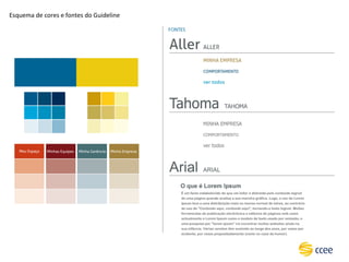 Esquema de cores e fontes do Guideline 
