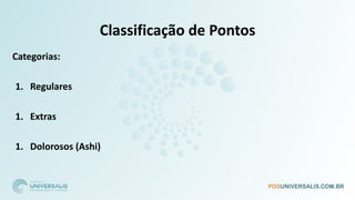 Classificação de Pontos
Categorias:
1. Regulares
1. Extras
1. Dolorosos (Ashi)
 