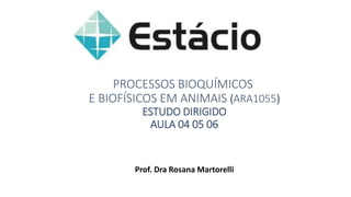 PROCESSOS BIOQUÍMICOS
E BIOFÍSICOS EM ANIMAIS (ARA1055)
ESTUDO DIRIGIDO
AULA 04 05 06
Prof. Dra Rosana Martorelli
 