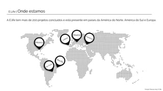 A E.life tem mais de 200 projetos concluídos e está presente em países da América do Norte, América do Sul e Europa.
E.Life | Onde estamos
México
Madrid
Estudo Páscoa 2015 | E.life
 