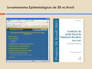 Levantamentos Epidemiológicos de SB no Brasil 
