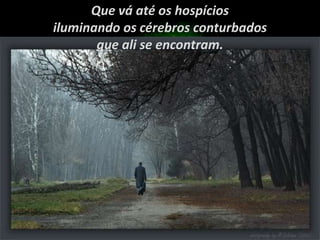 Que vá até os hospícios
iluminando os cérebros conturbados
que ali se encontram.
 