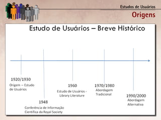 Estudos de Usuários

      Origens
 